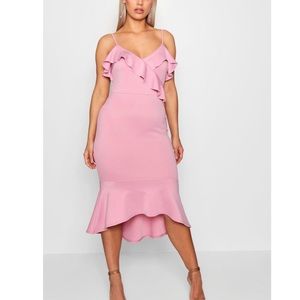 Pink plus size ruffle dress